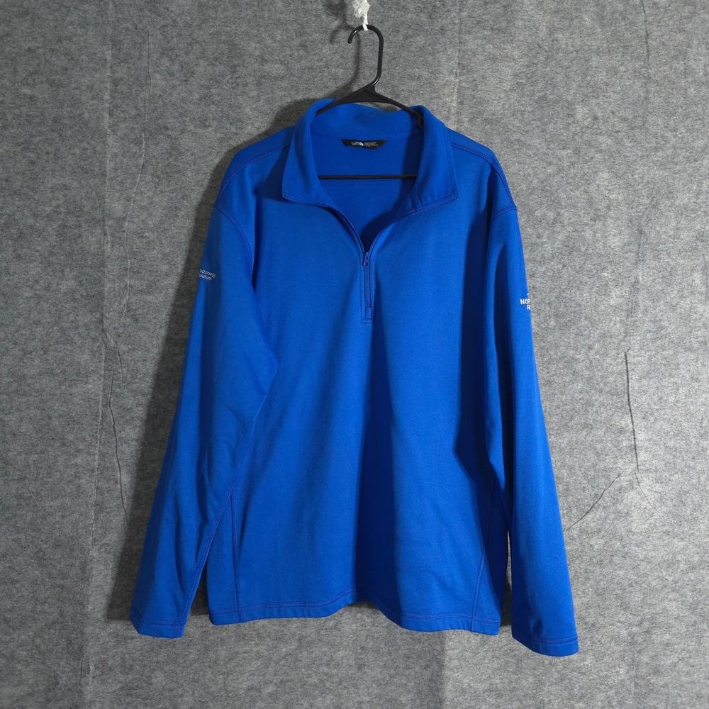 The North Face Pullover Quater Zip Men XL Blue Staples Technology Solutions Logo